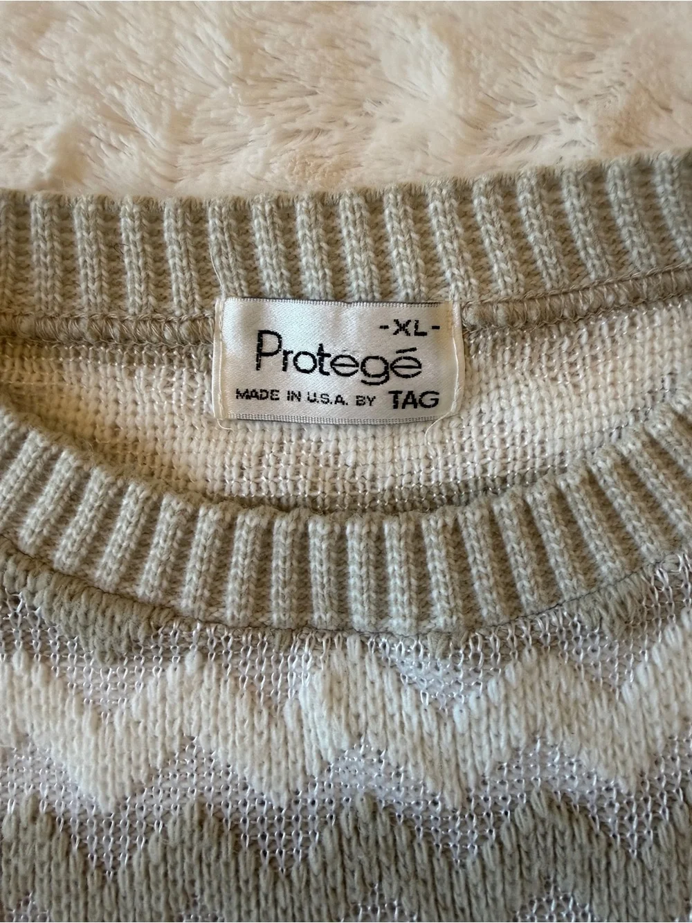 Vintage Protege by TAG 90s Textured Chevron Knit Sweater Men's XL Made in USA